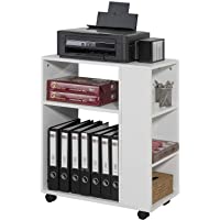 Los mejores  - SoBuy® FBT68-W-ES Mesa auxiliar con 3 estantes- Consola-mesita de noche con ruedas